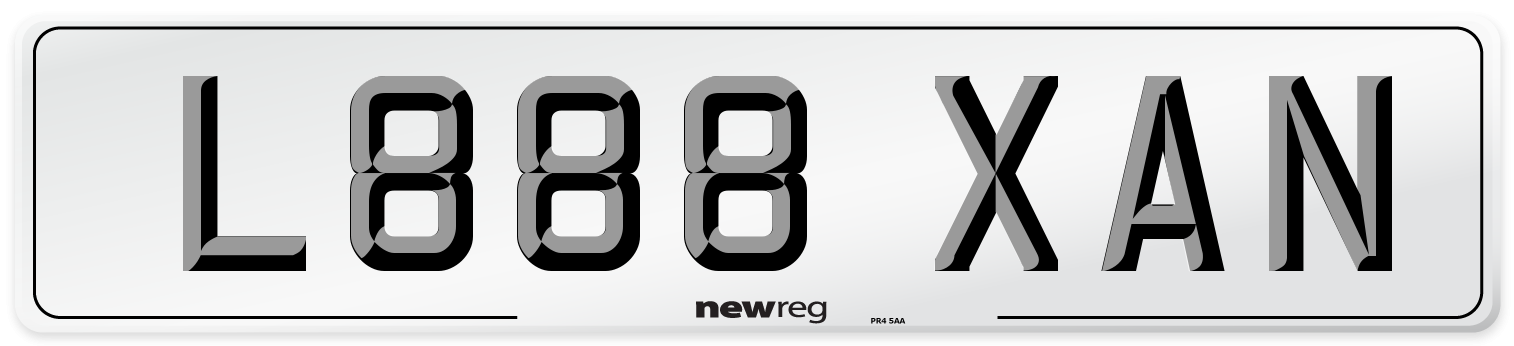 L888 XAN Number Plate from New Reg
